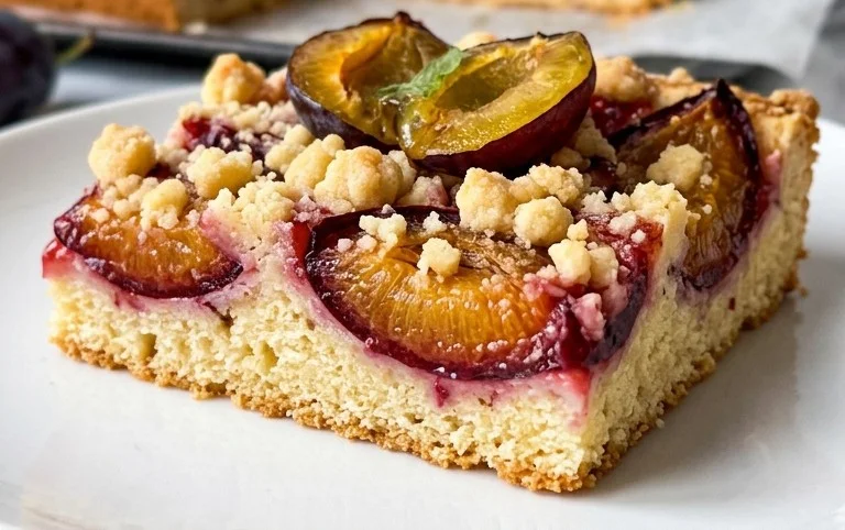 Pflaumenkuchen vom Blech mit Butterstreuseln