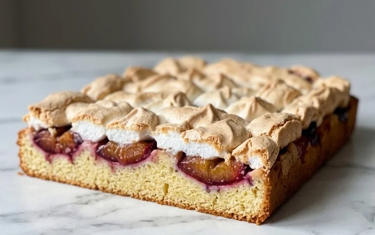 Polnischer Zwetschgenkuchen: Baiser-Blechkuchen mit Zwetschgen
